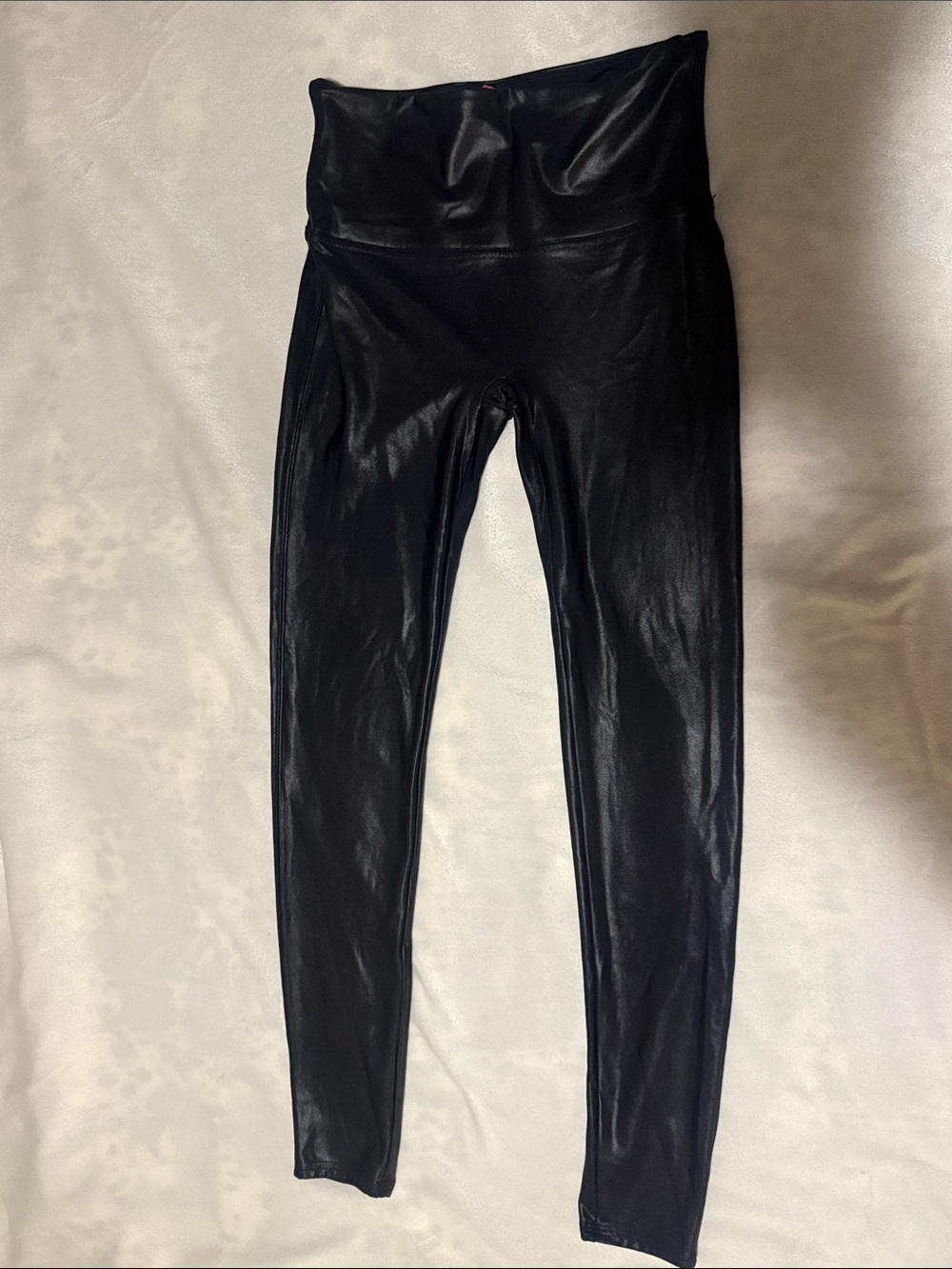 SPANX Womens size Large Faux Leather Black Leggings
